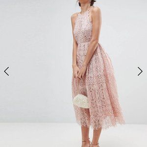 ASOS Lace Pinny Scallop Edge Midi Dress